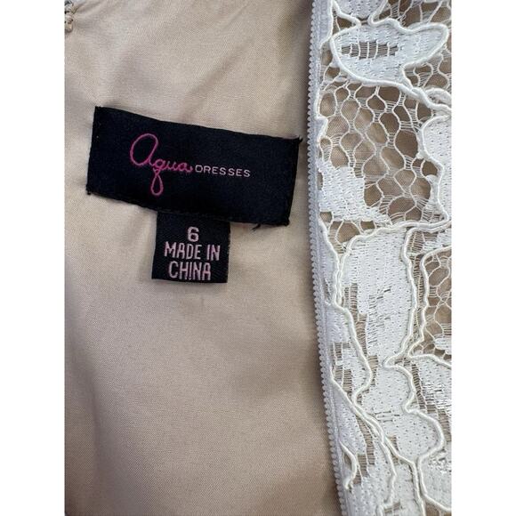 AQUA White Lace Dress Sleeveless Layered Party Cocktail Dress Sz 6 - Picture 8 of 12